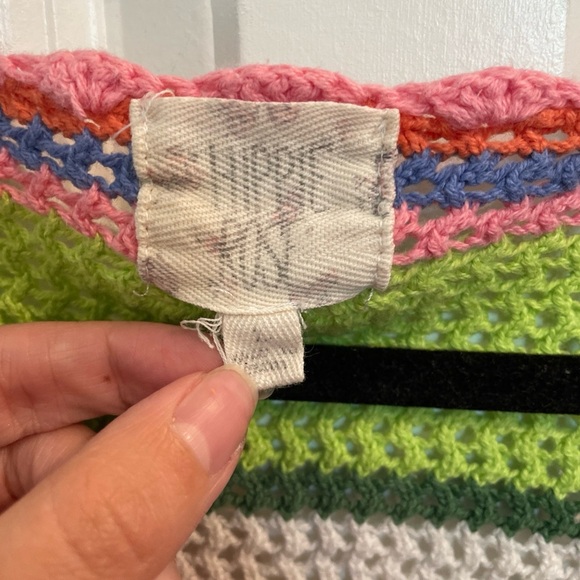 Hippie Rose Pink and Green Long Sleeve Ribbed Crop Blouse - Picture 3 of 4